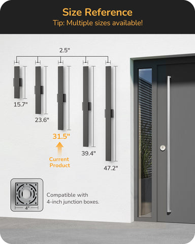 EDISHINE 31in LED outdoor wall light dimming range supports cozy evenings and energy efficiency.