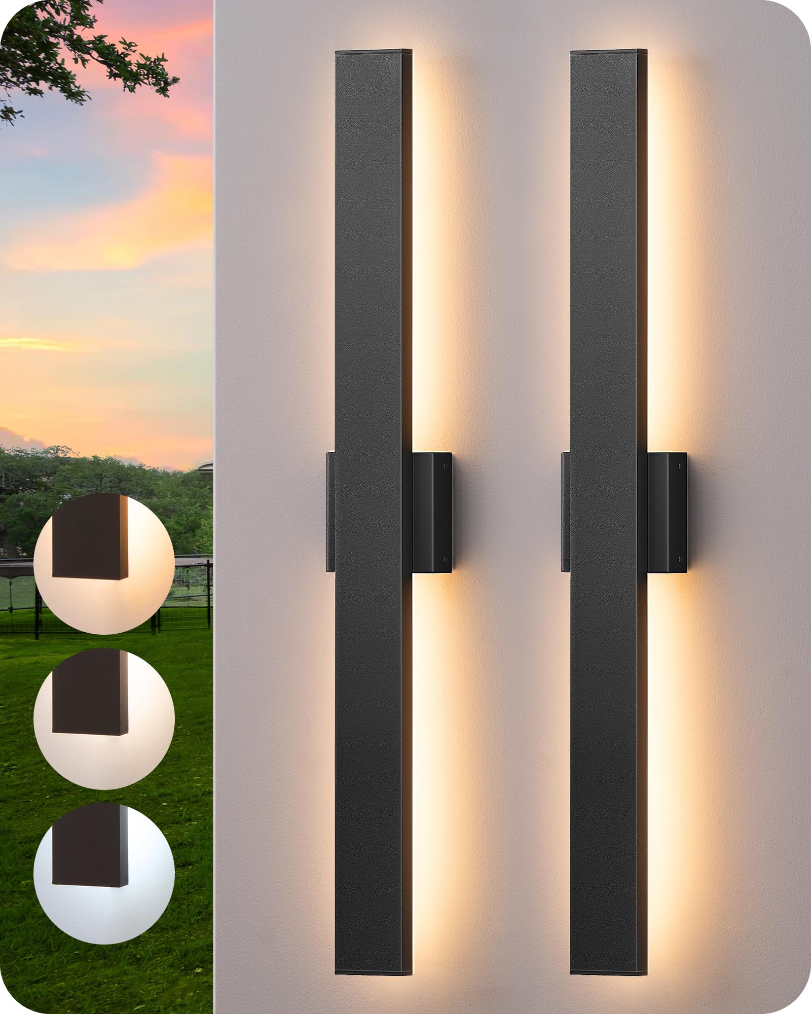 EDISHINE 31in LED outdoor wall light front view enhances porch visibility and curb appeal.