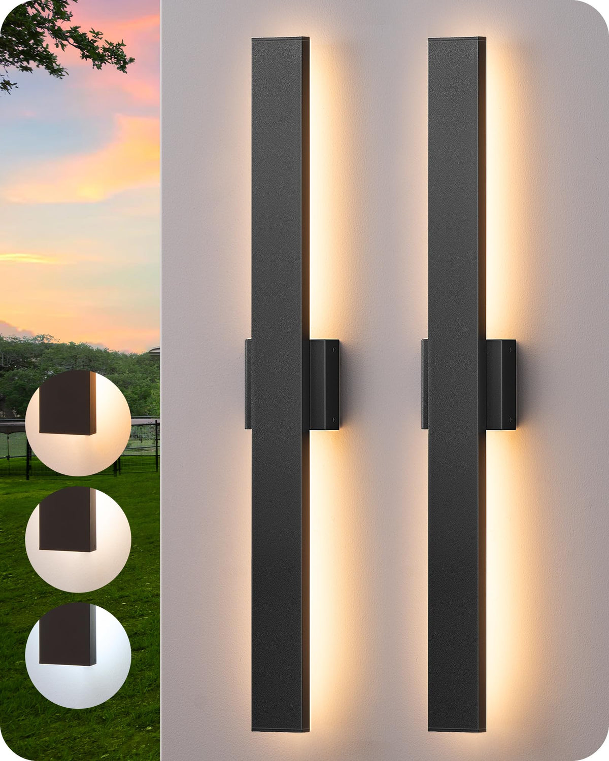 EDISHINE 31in LED outdoor wall light front view enhances porch visibility and curb appeal.