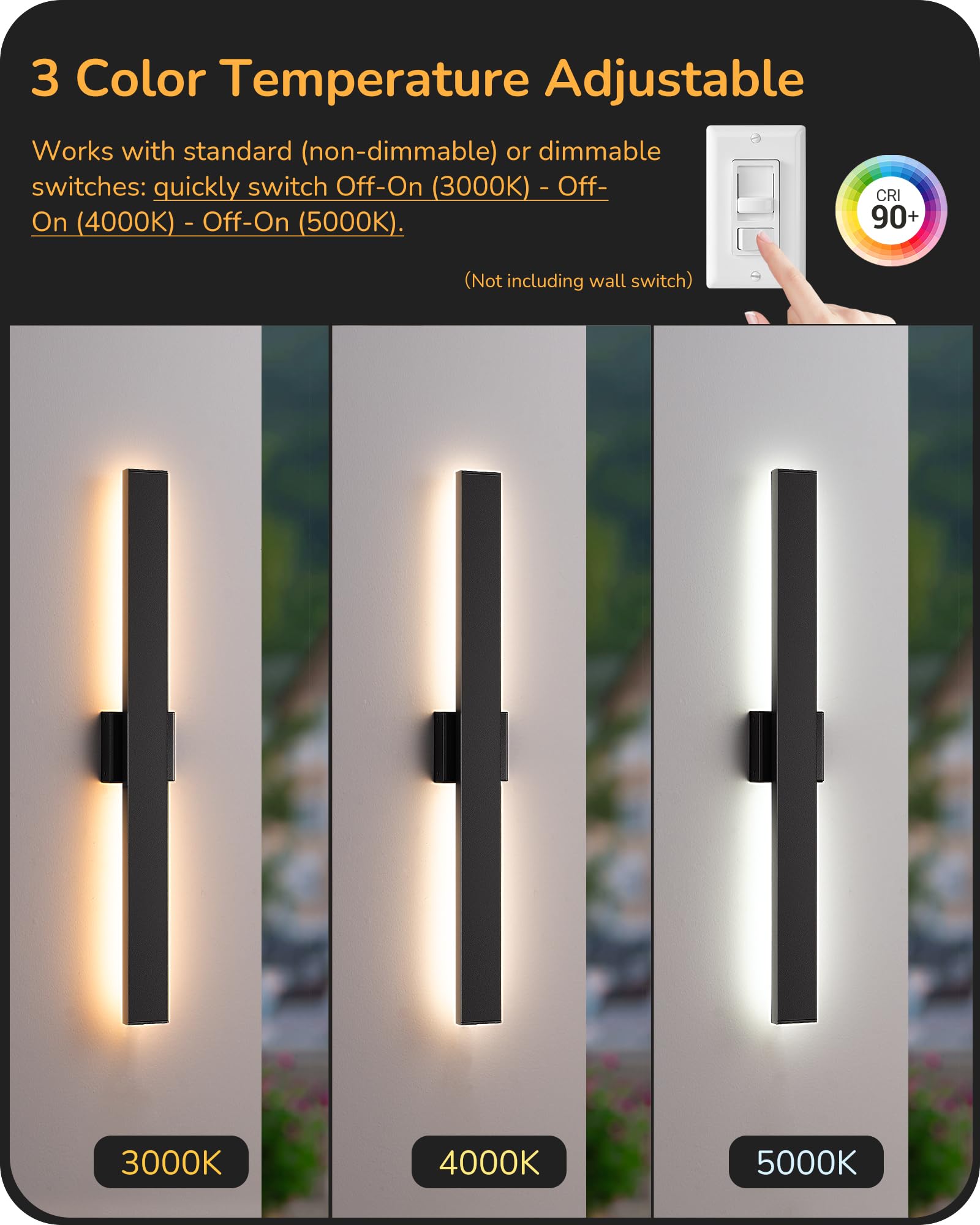 EDISHINE 31in LED outdoor wall light IP65 protection ensures weatherproof exterior use.