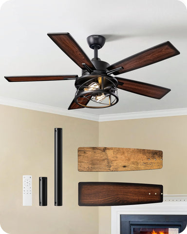 EDISHINE 42-inch farmhouse fan with remote for easy light and speed control