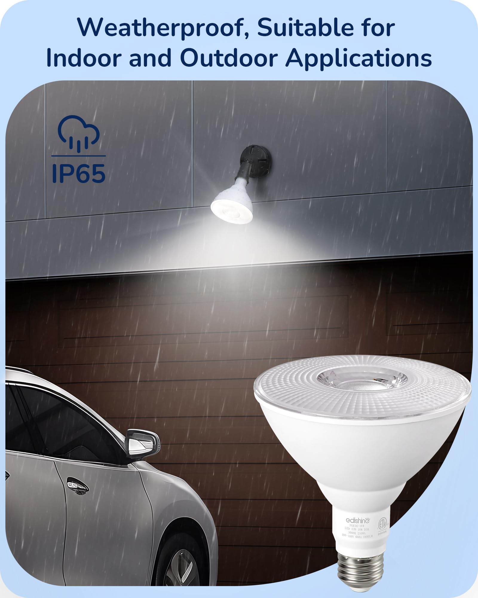 EDISHINE 5000K daylight white flood light provides wide, natural-looking coverage.