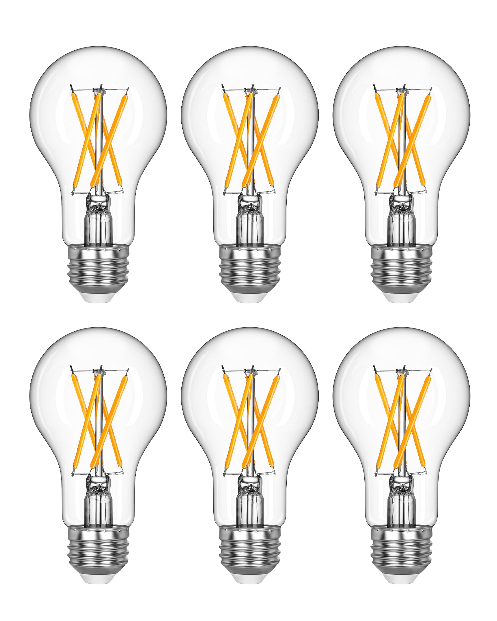 EDISHINE 6-pack vintage LED Edison bulbs with glass for retro ambiance.