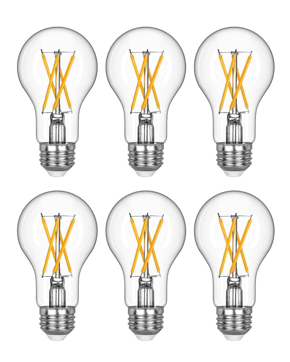 EDISHINE 6-pack vintage LED Edison bulbs with glass for retro ambiance.