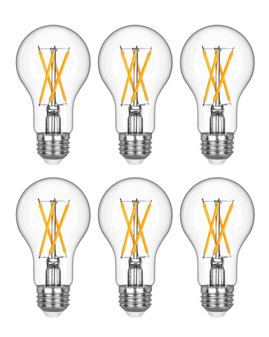 EDISHINE 6-pack vintage LED Edison bulbs with glass for retro ambiance.