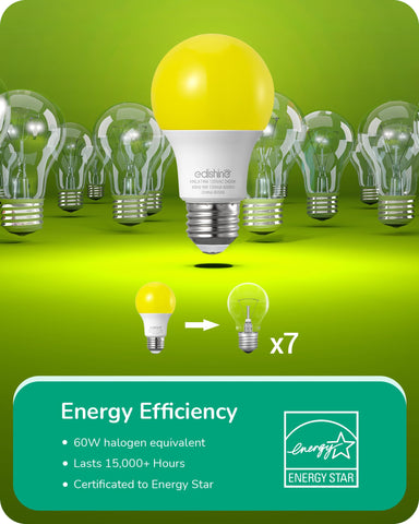 EDISHINE A19 yellow bulb with 60W equivalent, energy efficient