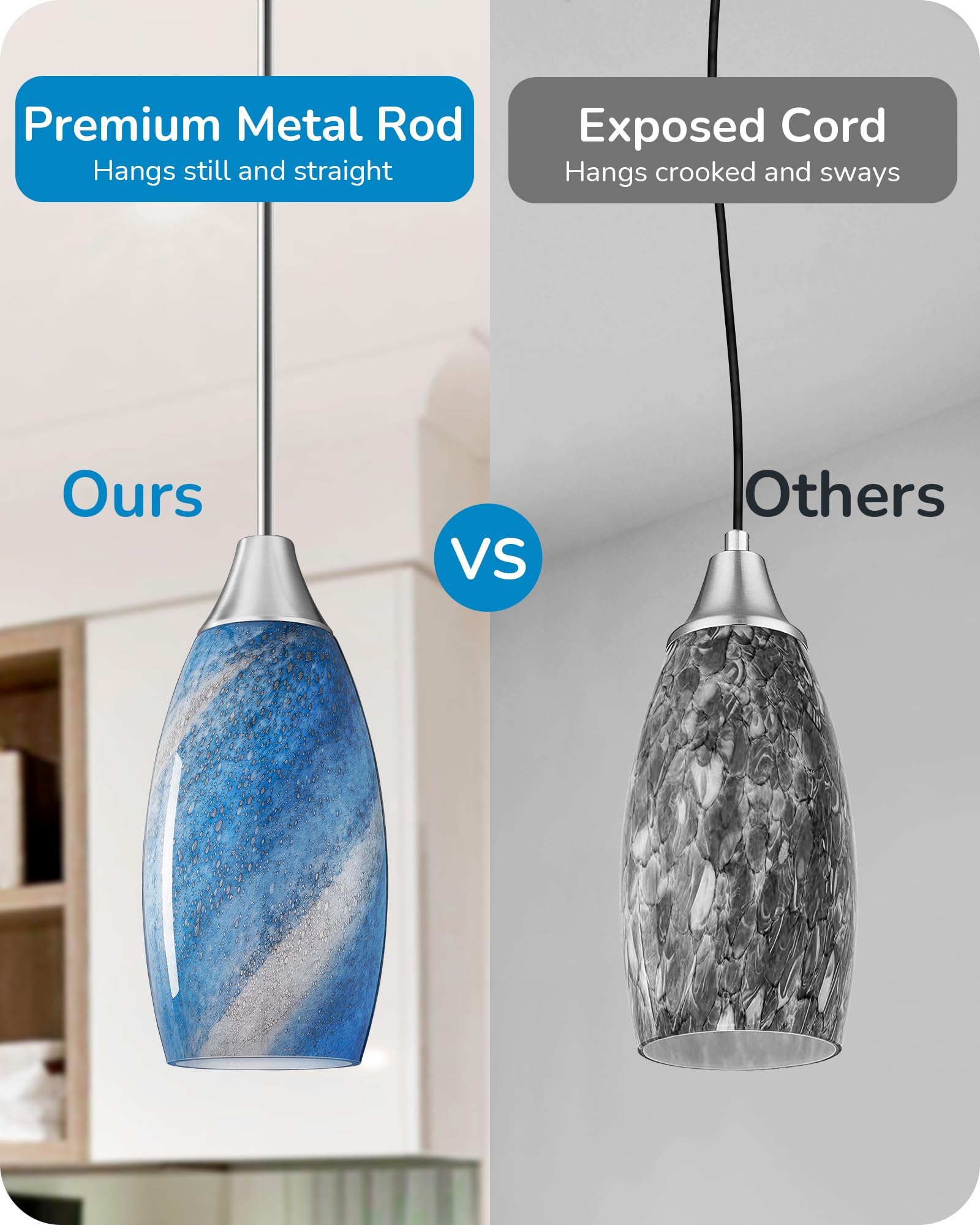 EDISHINE adjustable-cord pendant allows flexible hang height for any room