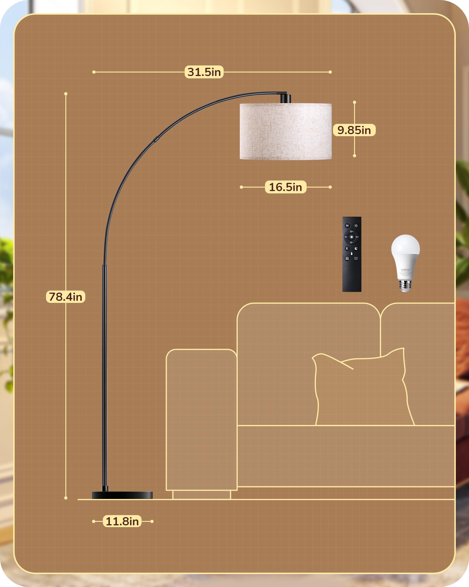 EDISHINE remote keeps lighting control within reach from the sofa.