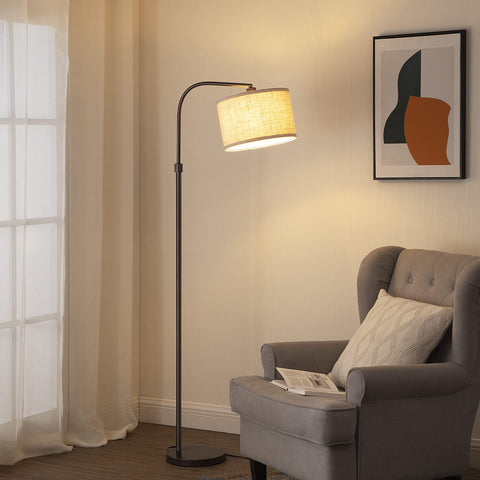 EDISHINE arched floor lamp in bronze arc for a modern living room.