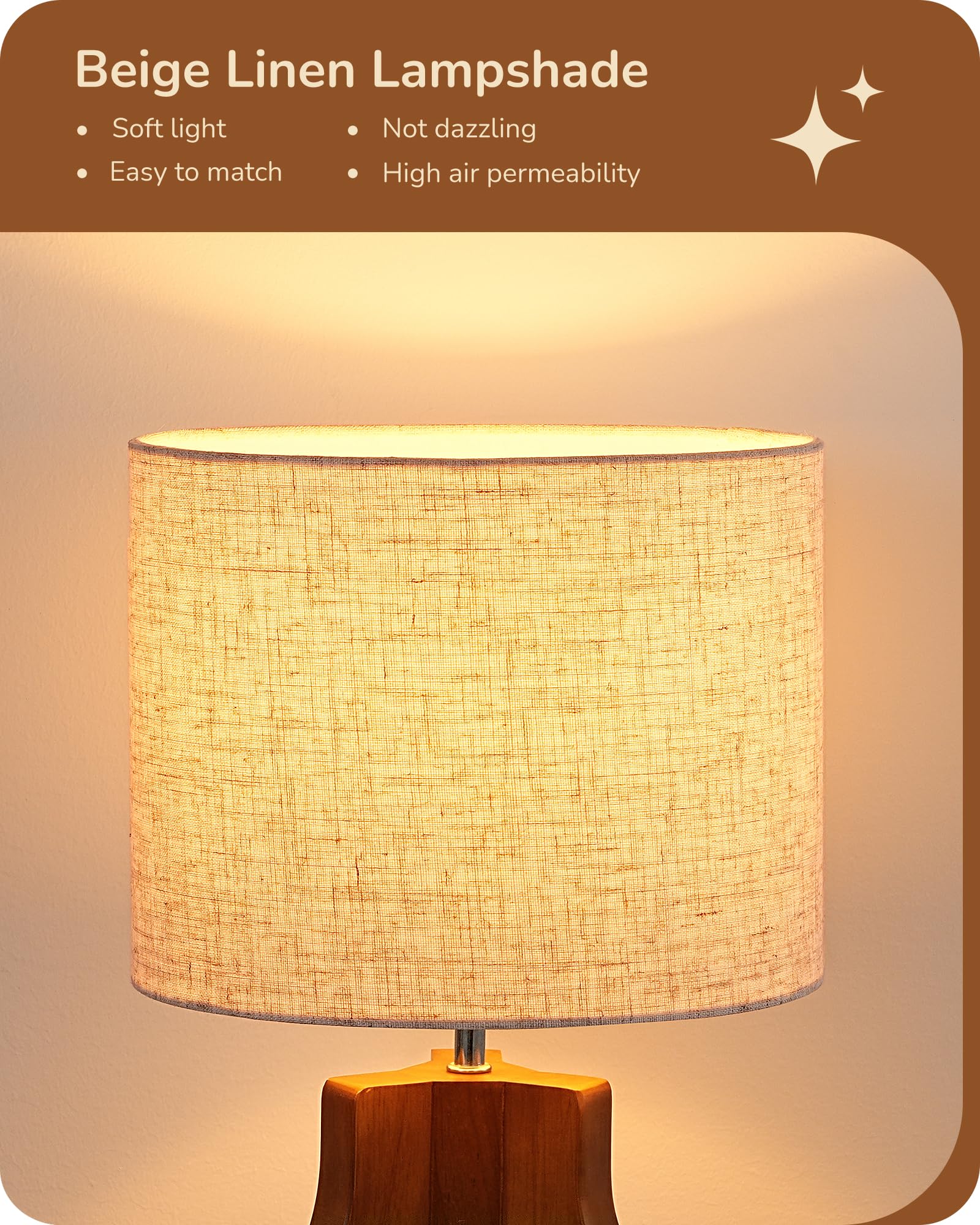 EDISHINE beige linen shade diffusing soft light for reading