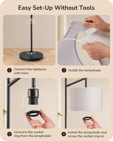 EDISHINE black finish arc lamp complements modern bedrooms and offices