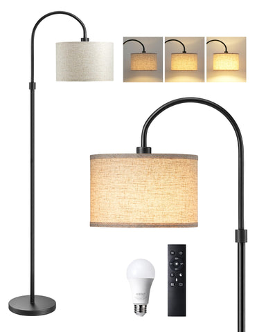 EDISHINE black finish arc lamp complements modern living rooms