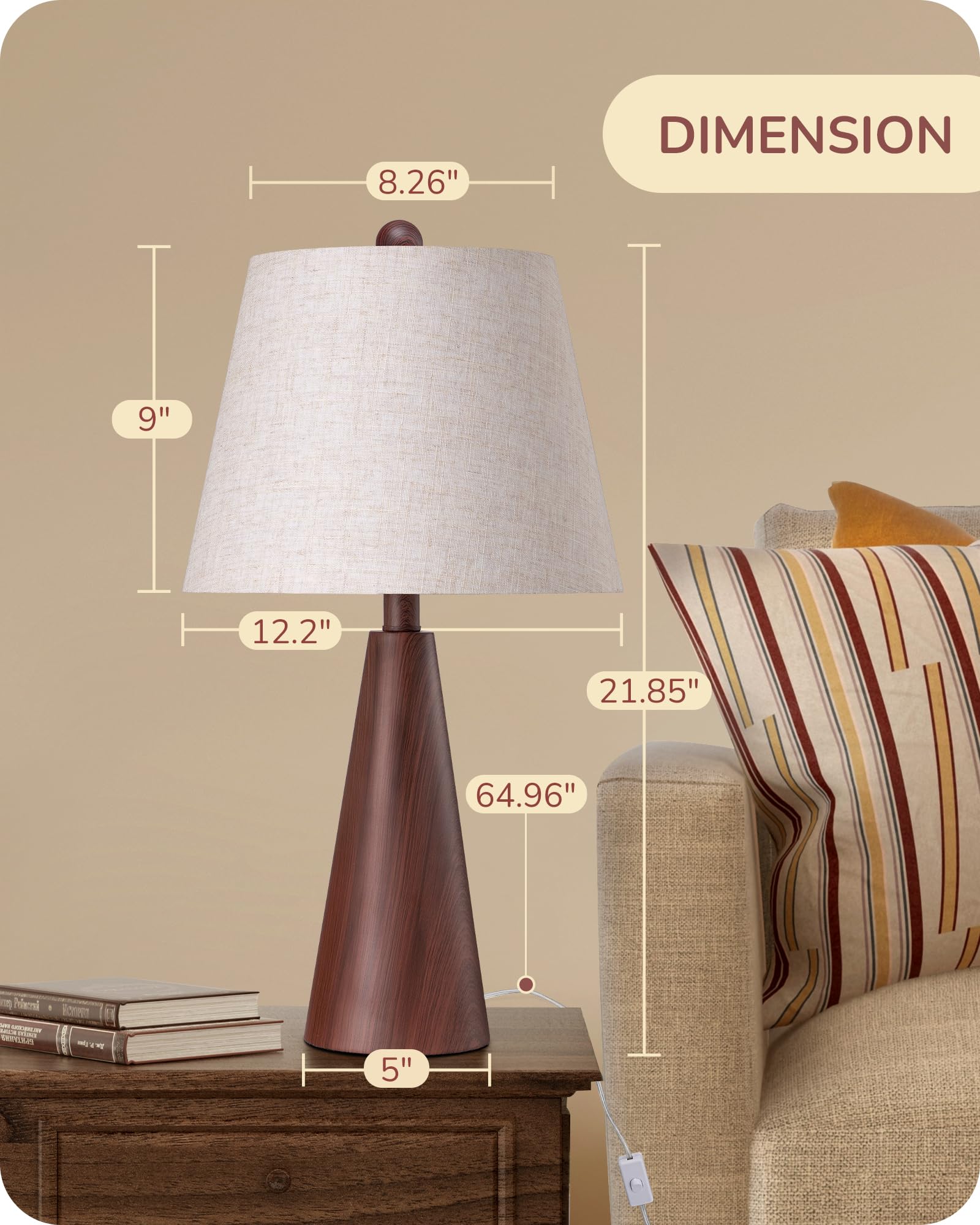 EDISHINE boho table lamp nightstand setup demonstrates stable design for everyday use.