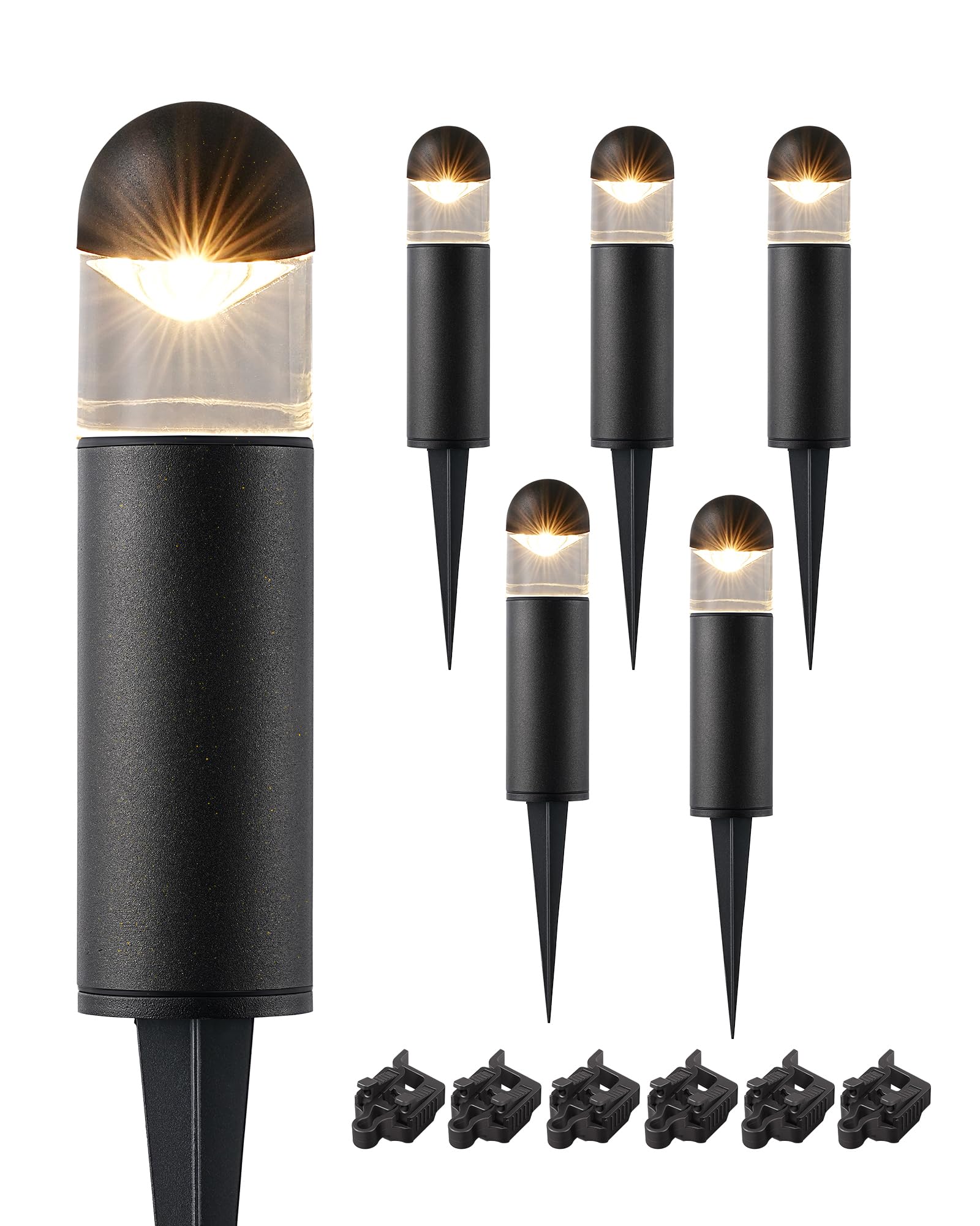 EDISHINE bollard light illuminates pathways with warm 3000K glow.
