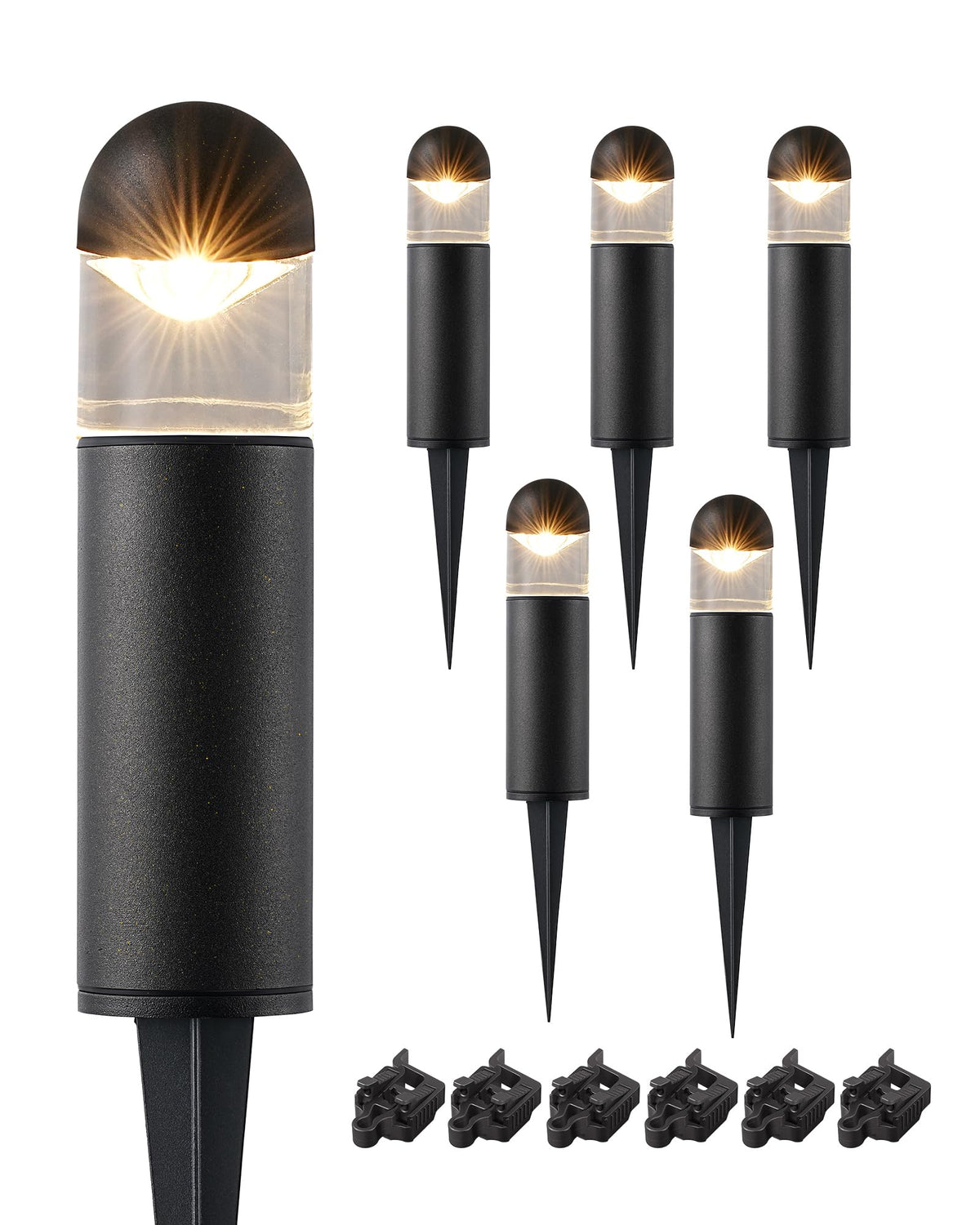 EDISHINE bollard light illuminates pathways with warm 3000K glow.