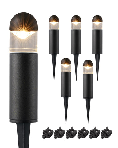 EDISHINE bollard light illuminates pathways with warm 3000K glow.