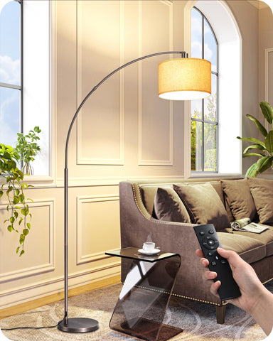 EDISHINE bronze arc floor lamp with sturdy base for stable corner lighting