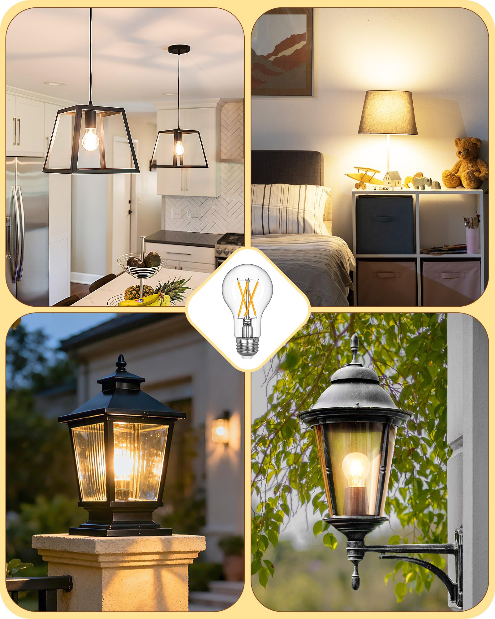 EDISHINE clear glass filament design enhances vintage charm in any room.