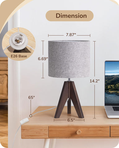 EDISHINE compact 14.2-inch lamp fits small desks and nightstands