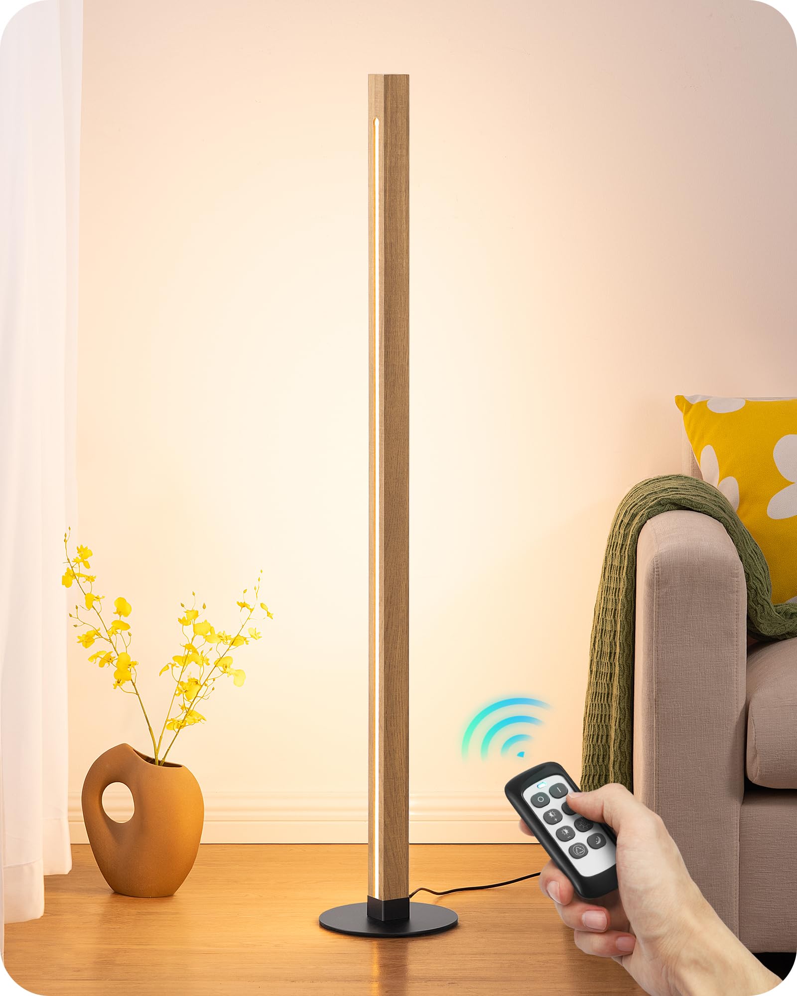 EDISHINE corner lamp with dual-sided lighting boosts room brightness and coverage