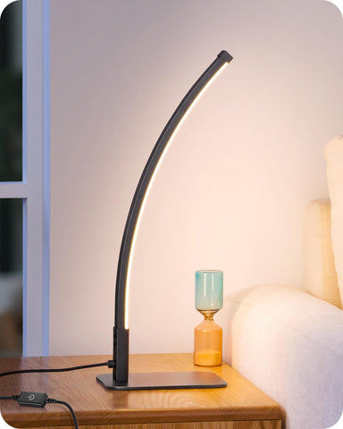 EDISHINE curved LED table lamp with curved silhouette for wide illumination.