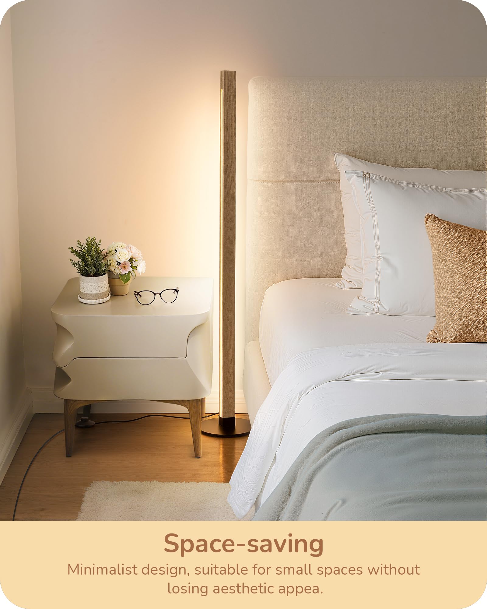 Dimmable 2700K–6000K range supports any mood