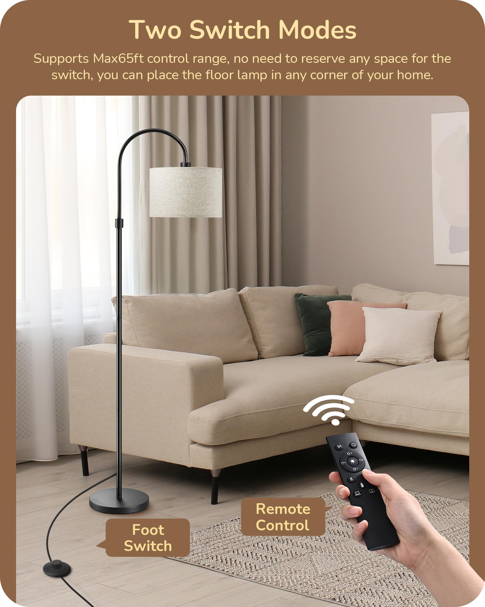 EDISHINE remote control adjusts brightness and temperature from across the room