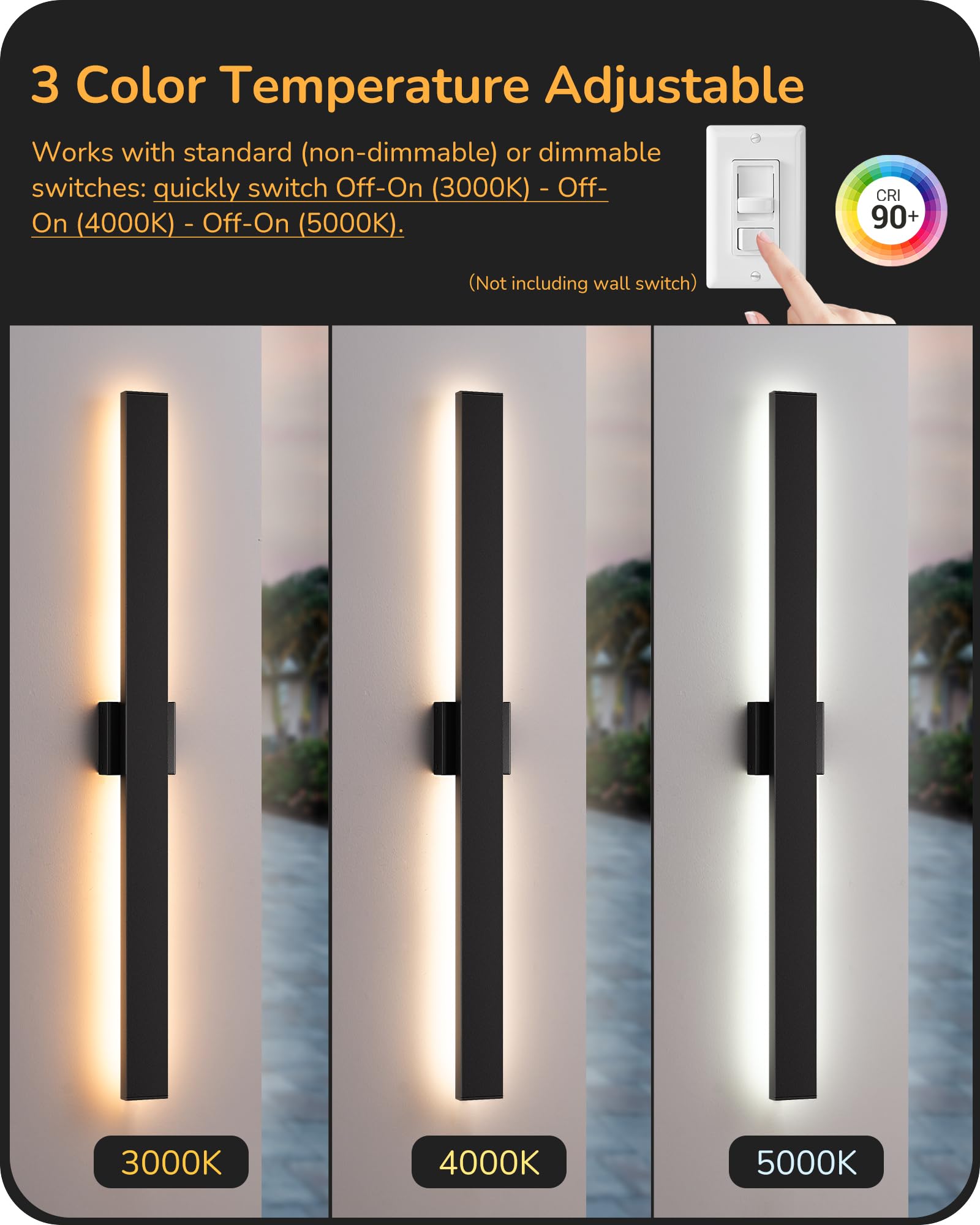 EDISHINE dimmable LED wall light offers smooth brightness control.