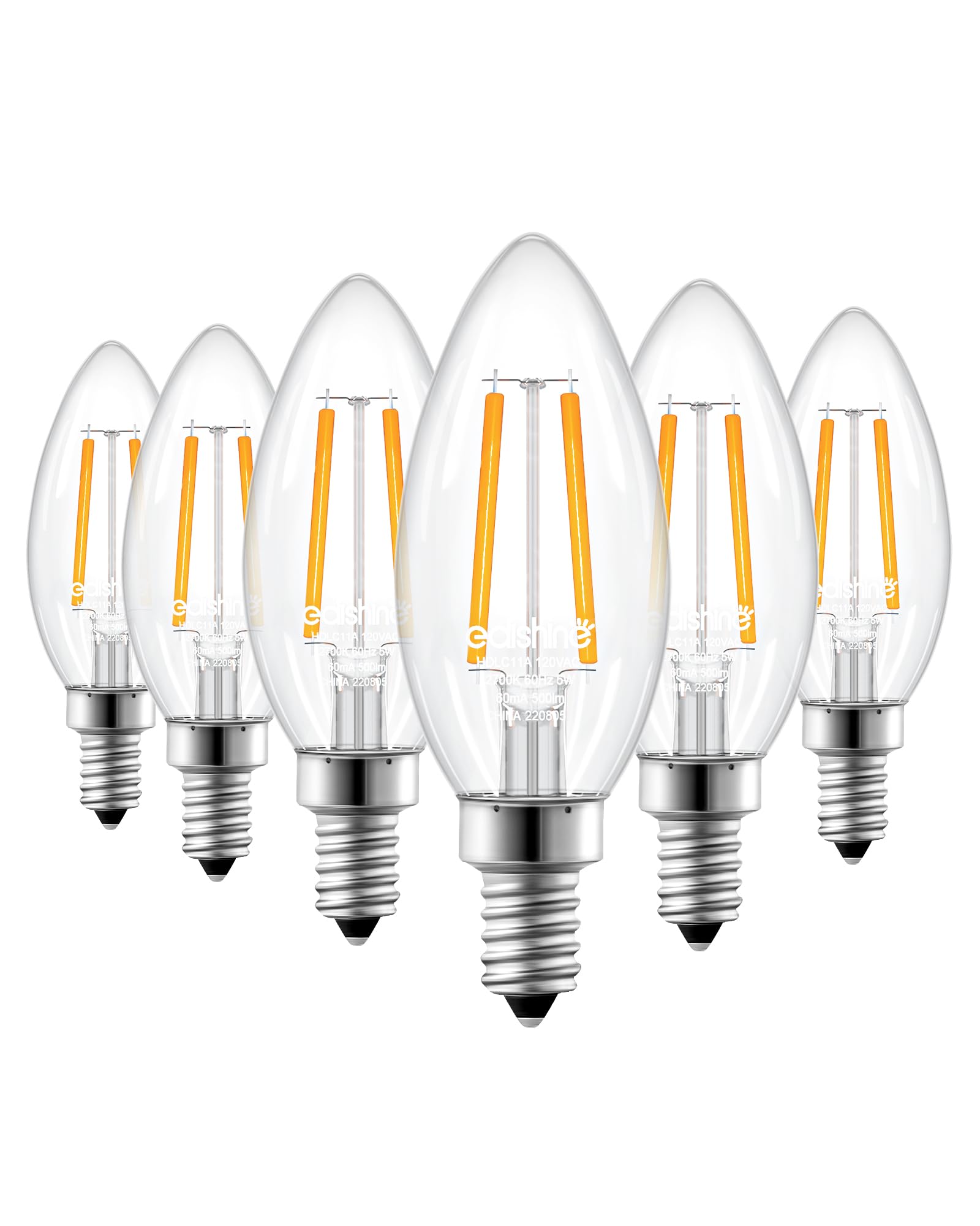 EDISHINE E12 LED candle bulb with glass glow for chandeliers and warm ambiance