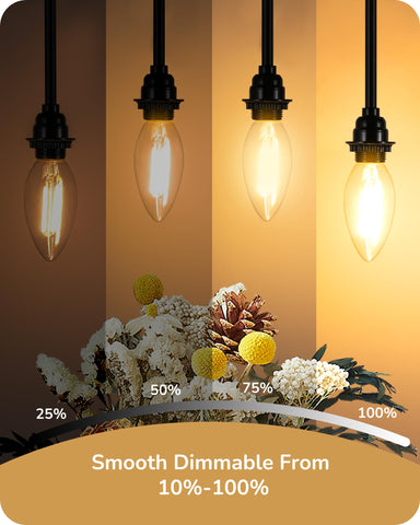 EDISHINE E12 LED candle bulb dimmable from 10% to 100% for versatile ambiance