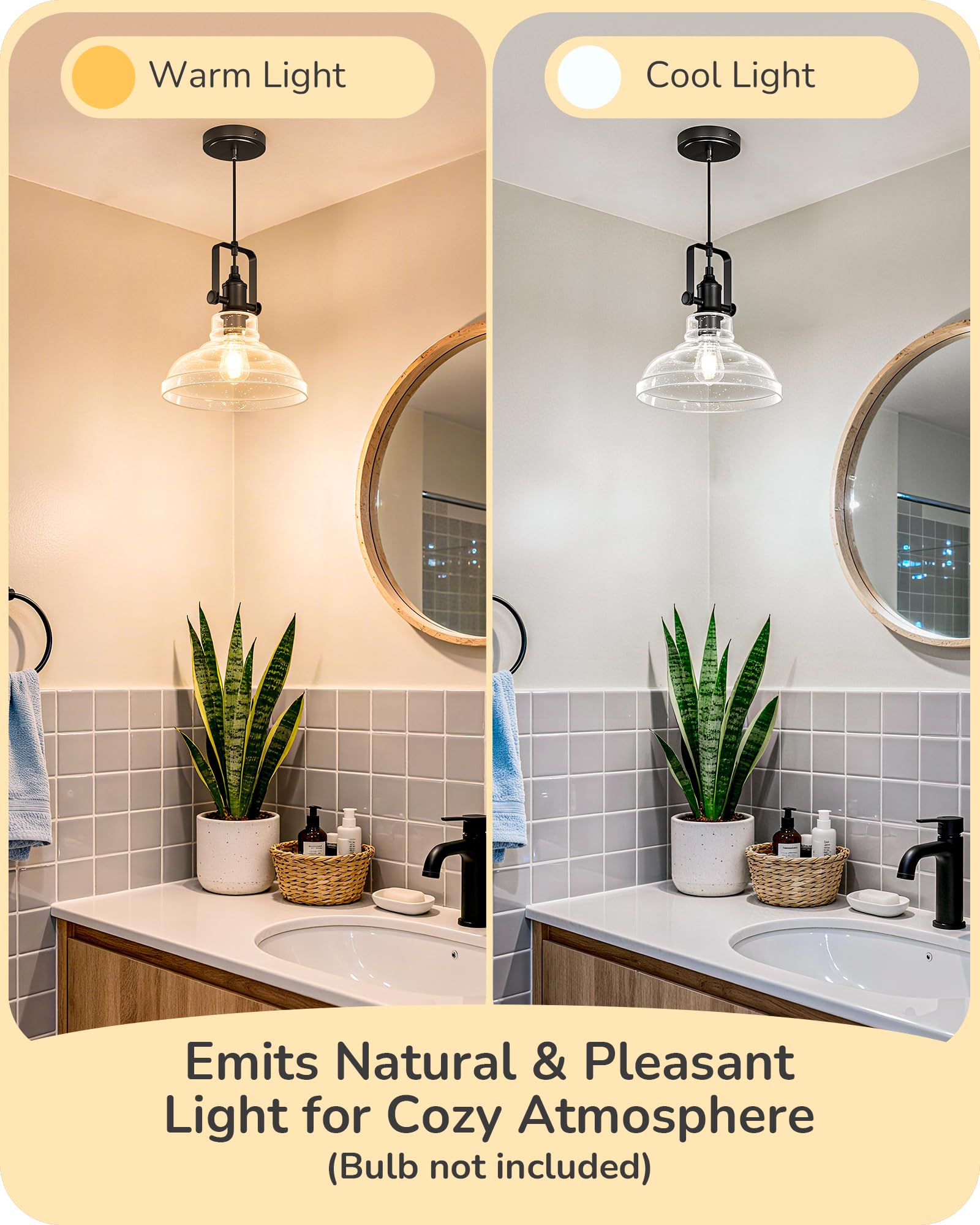 EDISHINE thick-glass shade and metal frame offer durable, industrial charm
