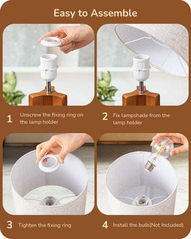 EDISHINE E26 socket bedside lamp ready for bulb