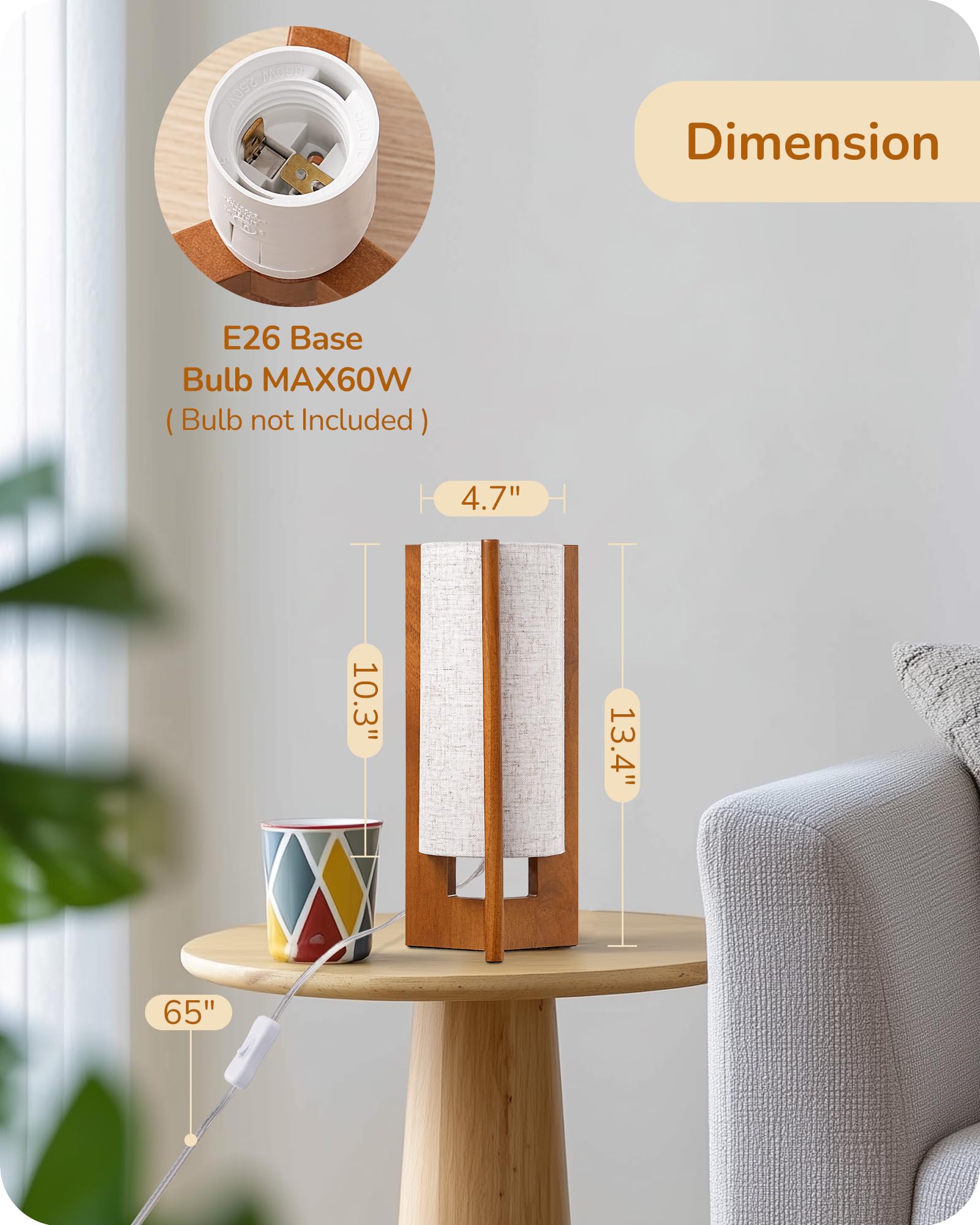 EDISHINE lamp with E26 socket compatibility for versatile bulbs.