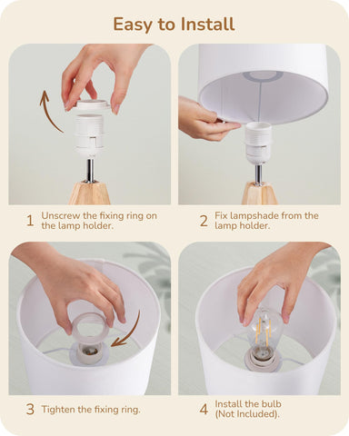 EDISHINE easy-assembly table lamp with secure shade and cord switch.