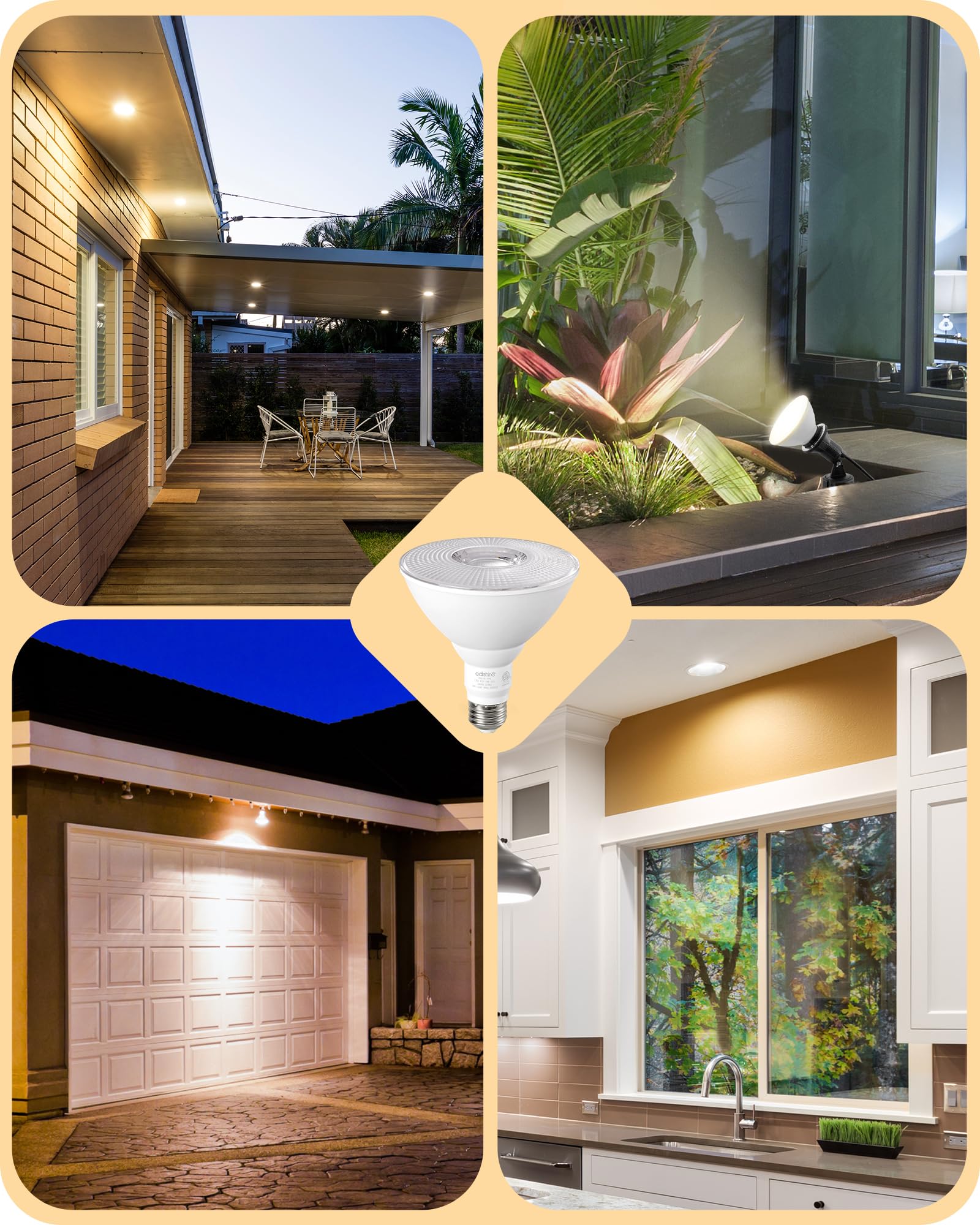 EDISHINE 18W LED flood light replaces 120W halogen, energy savings