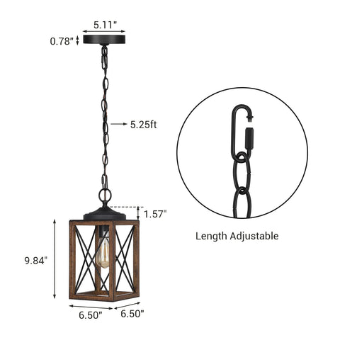 EDISHINE pendant with adjustable 63-inch chain suitable for varied ceiling heights.