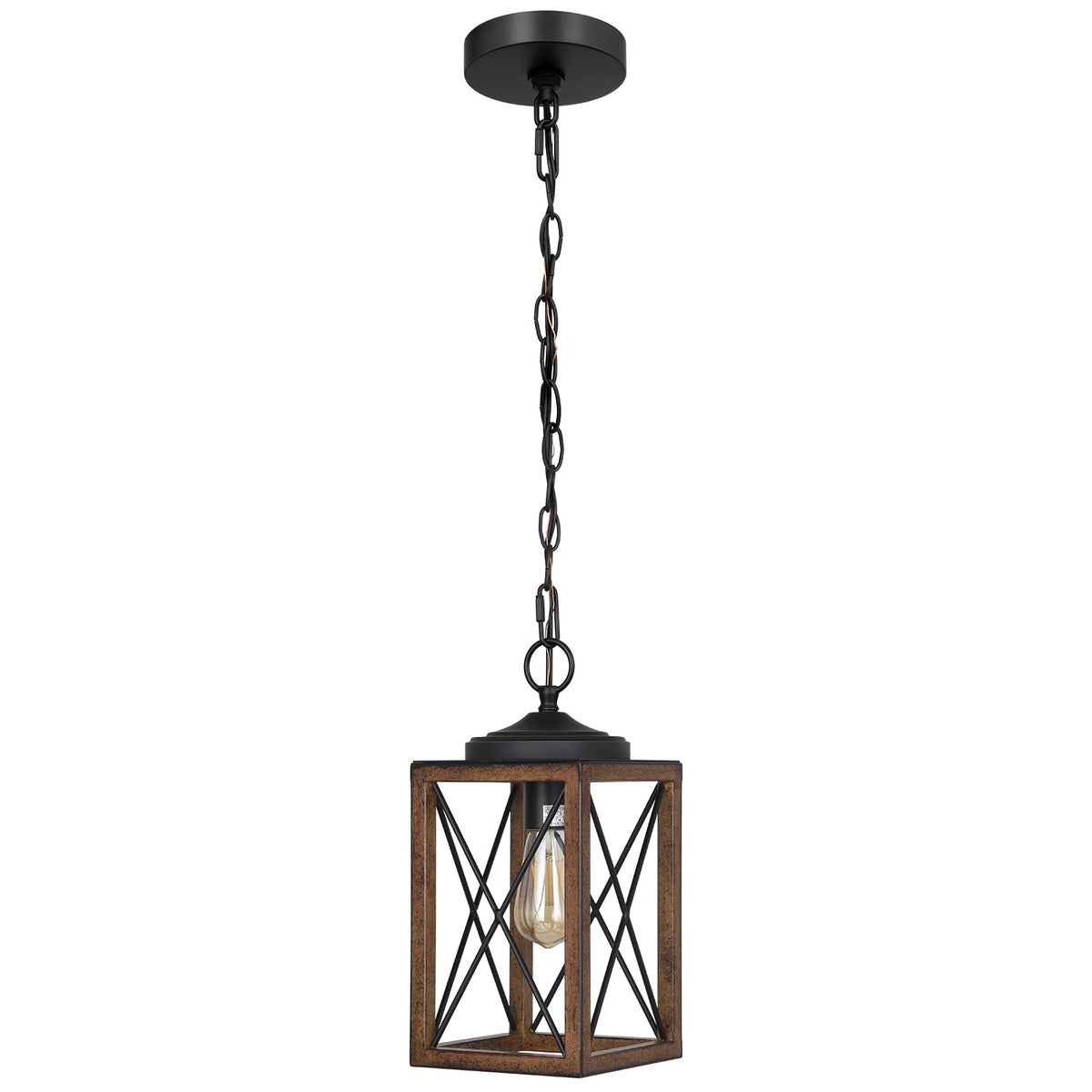 EDISHINE Farmhouse Pendant with open-bottom design highlighting bulb glow for hallway ambiance.