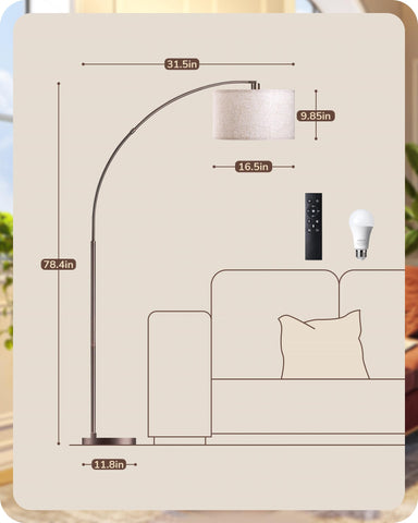 EDISHINE five-level brightness arc lamp ideal for reading or ambience