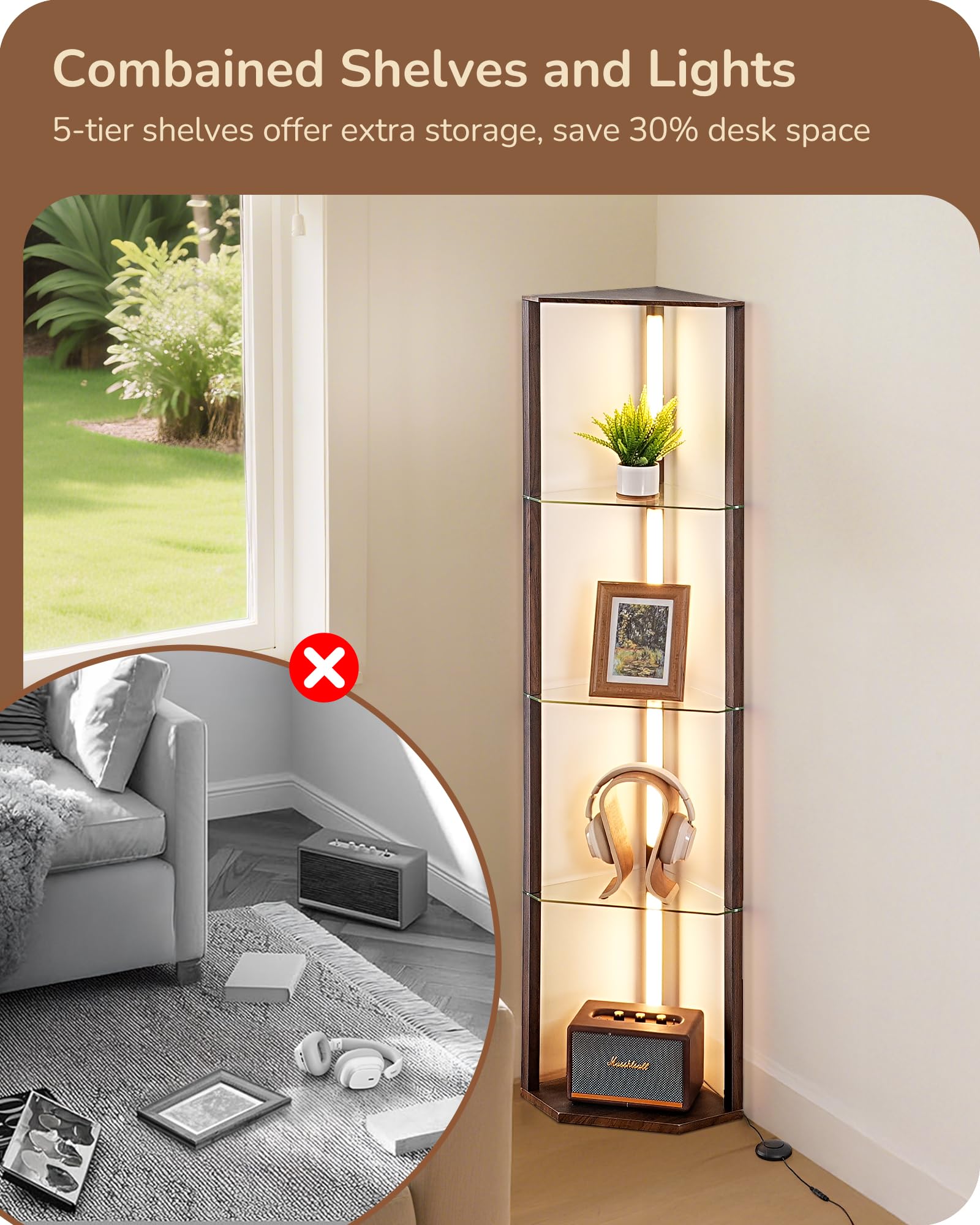 EDISHINE floor lamp 5CCT with dimming up to 1530LM for adaptable ambiance