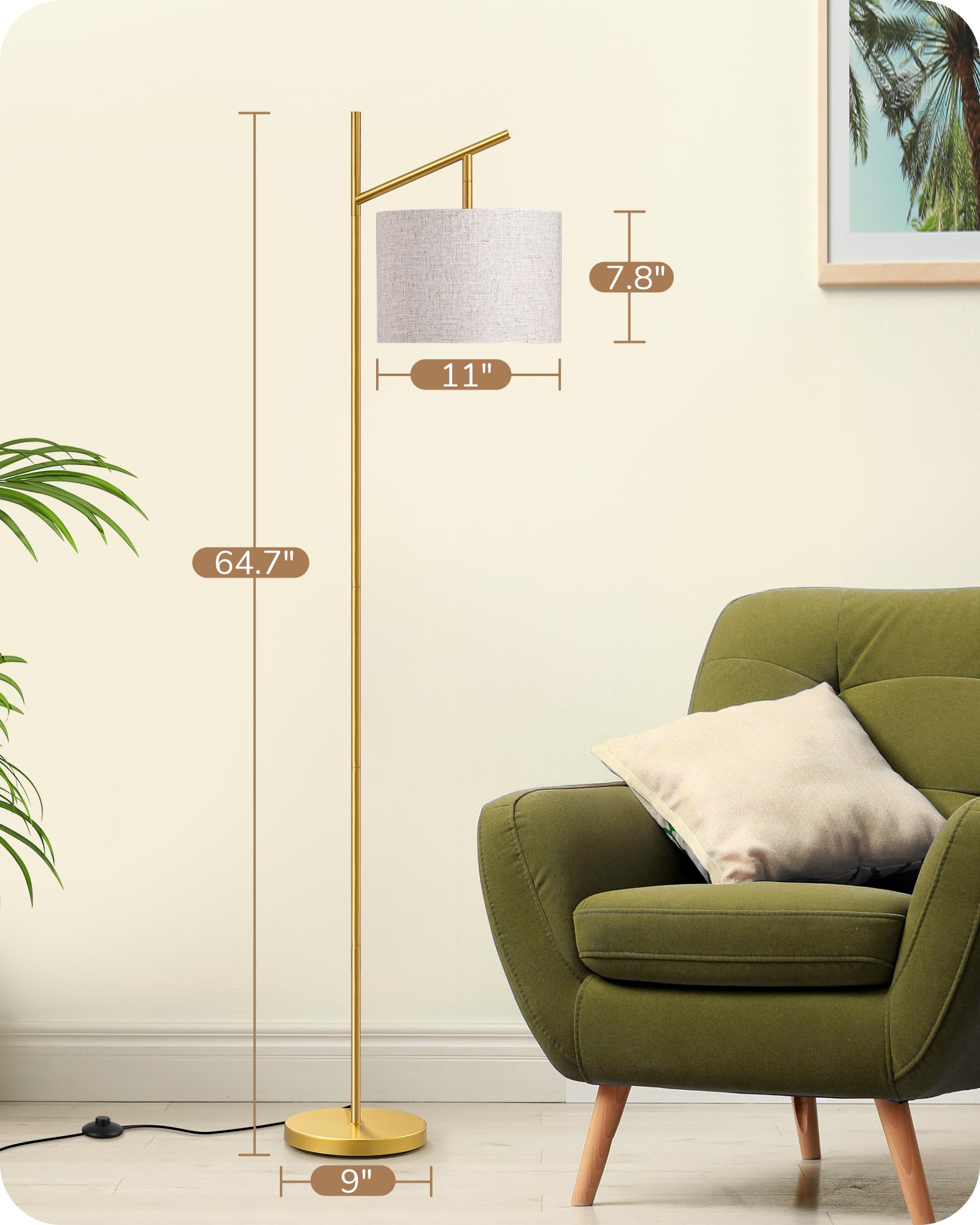 EDISHINE 78.7in cord enables flexible placement beside seating or desks
