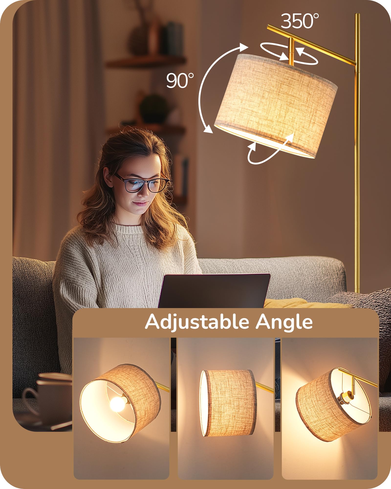 EDISHINE beige shade floor lamp complements modern and traditional interiors