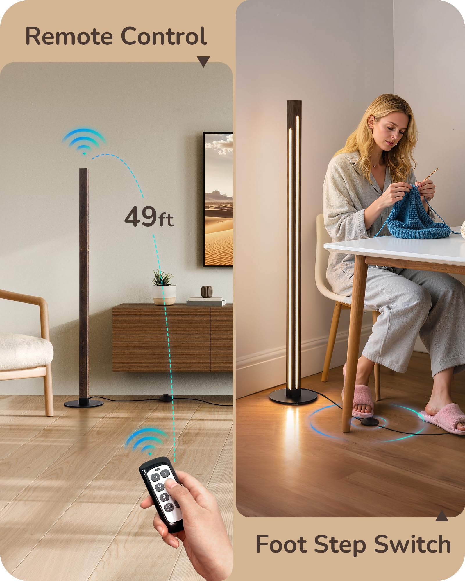 EDISHINE floor lamp foot-switch for quick on/off and dimming control