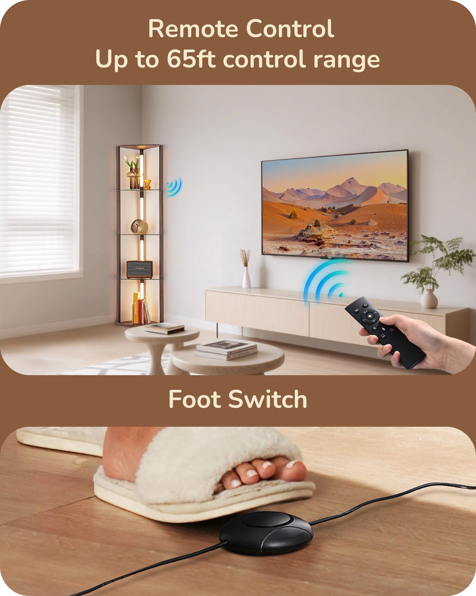 EDISHINE floor lamp foot switch adds easy no-touch control while you relax