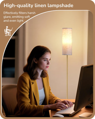EDISHINE floor lamp in gold offering 2700K-5000K color options for cozy to bright tasks.
