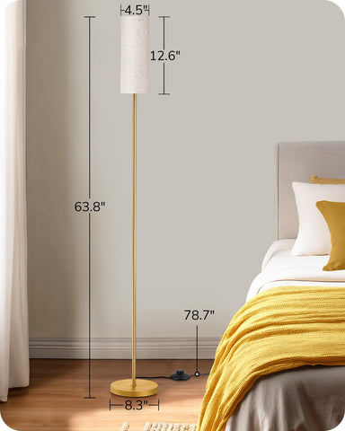 EDISHINE floor lamp in gold assembles quickly with no tools.