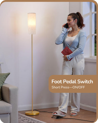 EDISHINE gold floor lamp's heavy base prevents tipping for safe living spaces.