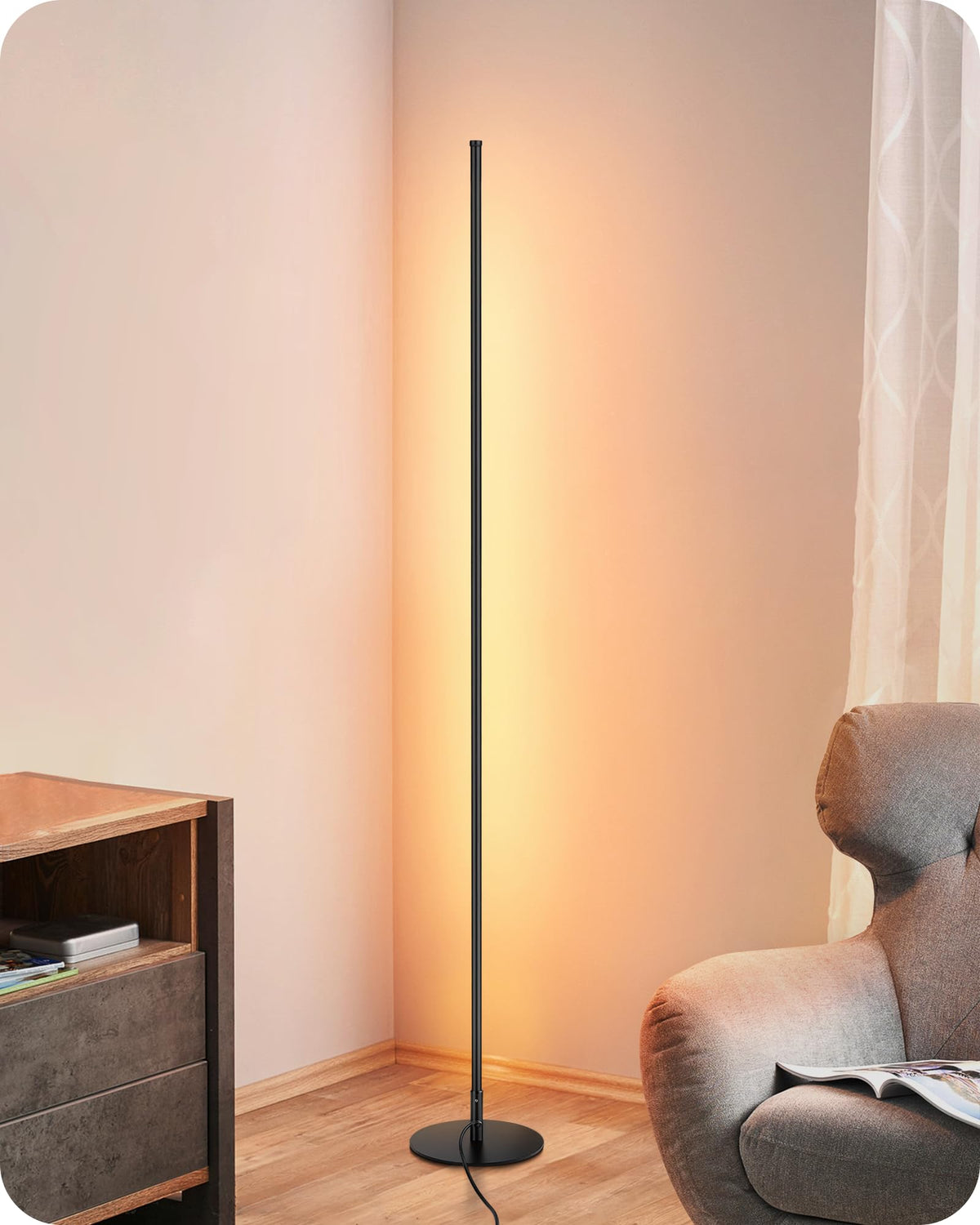 EDISHINE floor lamp with remote in living room offering adjustable lighting