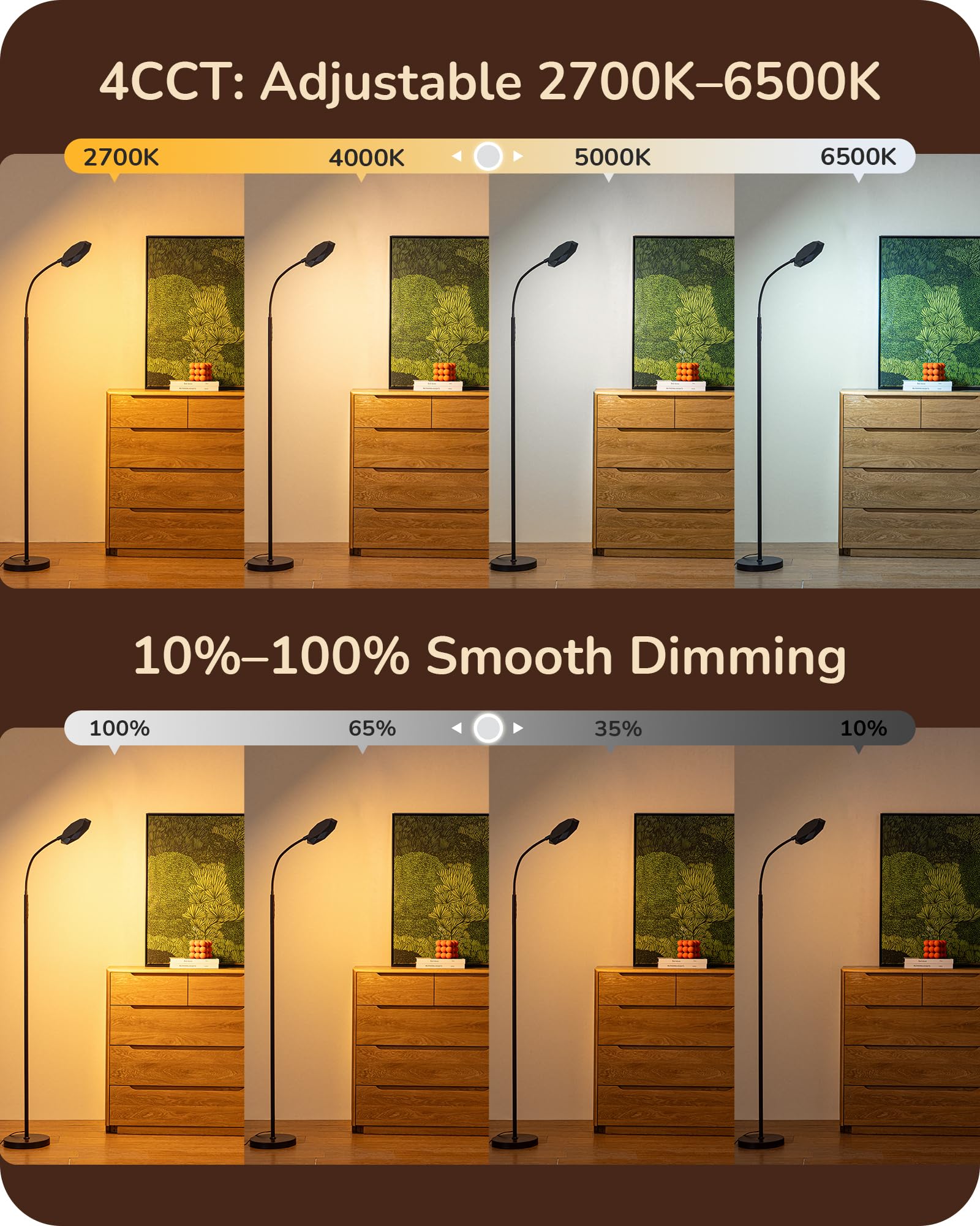 EDISHINE floor lamp with remote and touch controls for easy operation from across the room