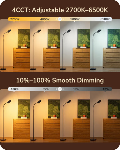 EDISHINE floor lamp with remote and touch controls for easy operation from across the room