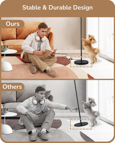 Heavy-duty metal base maintains stability around children